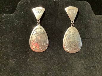Sterling Silver Engraved Earrings