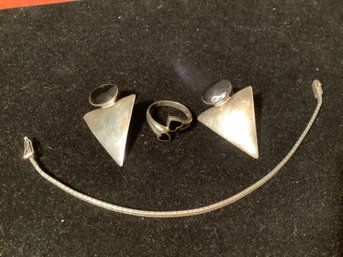 Sterling Silver Earrings W/ Bracelet & Ring