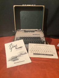 Smith-Corona Typewriter In Carry Case W/ Original Booklet