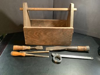 Vintage Wood Box With Tools #2