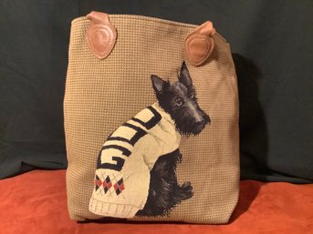 Painted Scottie Travel Tote W/leather Handles