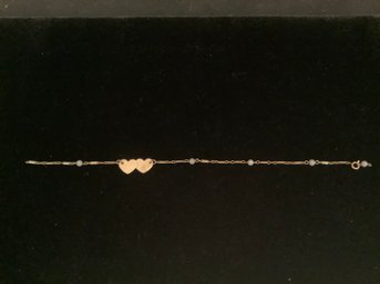14 Kt Gold  Double Heart Bracelet