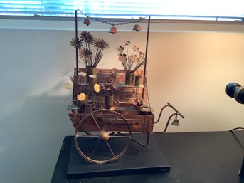 Metal Art  Old Fashioned Flower Cart