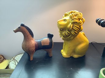 Ceramic Horse And Lion Decor