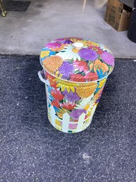 Vintage Colorful Wildflower Garbage Pail
