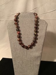Brown Hand Beaded Necklace.
