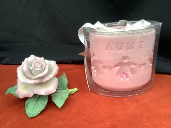 Lenox Porcelain Tea Rose & Candle