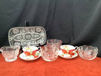 Bone China Cups And Glass Serving Pieces