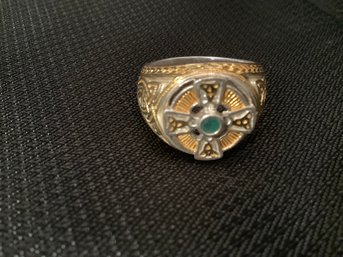Silver Franklin Mint Emerald Isle Celtic Cross Ring
