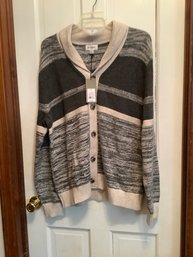 New W/Tags Gray Striped Mens Sweater XL