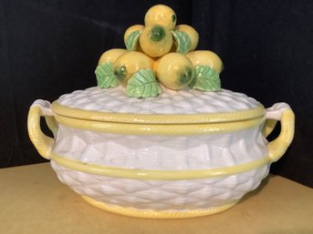 Gorgeous Soup Tureen  With  A  Cluster Of Bright Yellow Lemons On LId