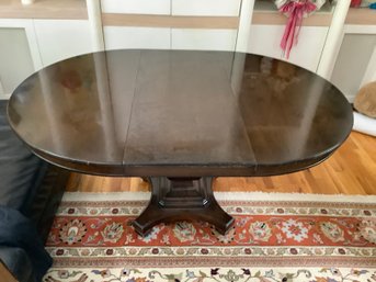 Vintage Simons Hardware Pedestal Table With 3 Leaves