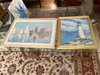Sailboat & Lighthouse Framed Prints