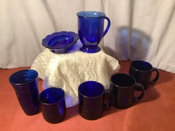 Vintage Cobalt Blue Mugs, & Glassware