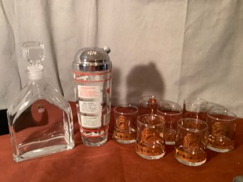 Luigi Bormioli  Decanter,  Vintage Liquor Shaker & Scotch Glasses