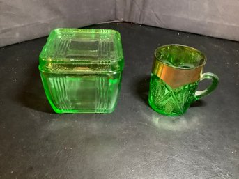 Green Depression Vasoline Glass