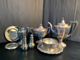 Silver Plate Matching Coffee/Teapot, Sugar & Creamer & More