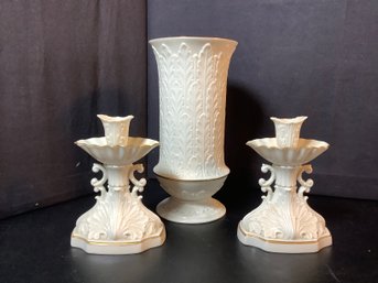 Lenox Woodland Vase & Lenox Candlesticks
