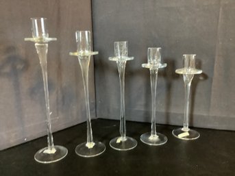 Matching Set O Glass Candlesticks In Box