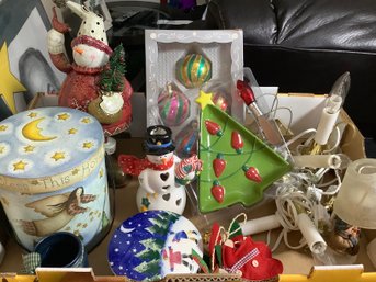 Holiday/Christmas Group W/ Glass Ornaments And More