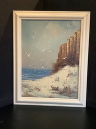Signed Beach Scape Oil Painting