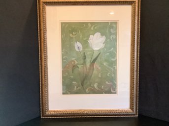 Framed & Matted White Tulip Print