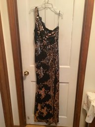 New Black Gown Gold Sequence Size Large