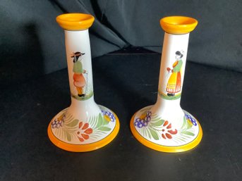 Vintage Henriot Quimper Candle Holders