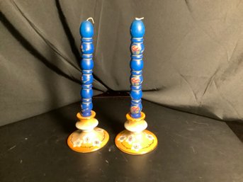 Candle Holders Made In Japan Hand Painted