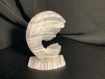 Alabaster Crescent Shape Mother And Child