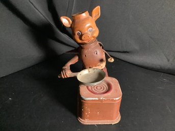 Vintage 1950s Piggy  Tin Toy