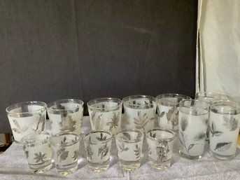 MCM-Group Of Barware  Libby Silver Leaf Glasses