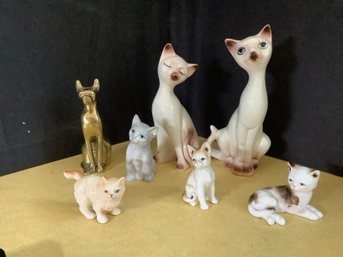 Kitty Cat Collection Including Pair Of Vintage Siamese & More