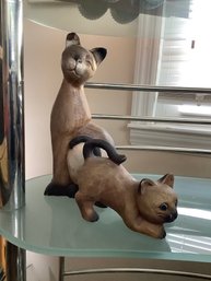 Pair Of Wooden Cats