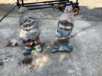 2 Cement Garden Gnomes