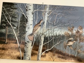 Oil Painting Of Grouse By J. Martin