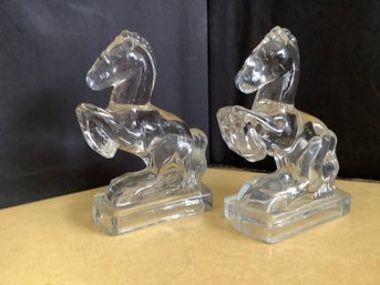 Glass Horse Bookends