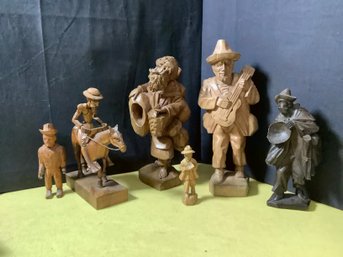 Hand Carved Wood Figurines--Big Group