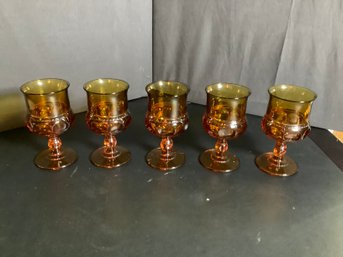 5 Kings Crown Amber Water Glasses