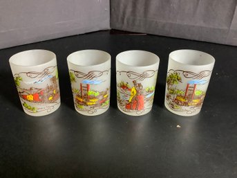 MCM Currier And Ives Frosted Juice Glasses