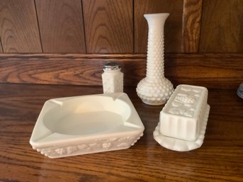 Westmoreland &  Brody  Milk Glass & Covered Butter Dish