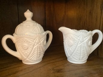 Milk Glass Matching Pitcher & Creamer