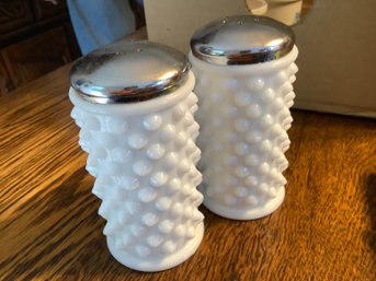 Fenton Hobnail  Milk Glass  Salt & Pepper