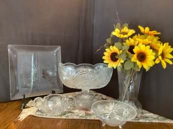 Huge Cut Glass Fruit Bowl, Sugar Bowl & More