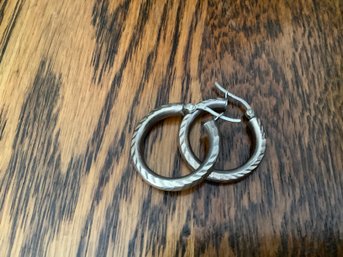 Marked 925-Sterling Silver Hoop Earring