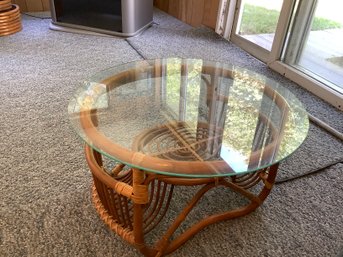 Rattan Glass Top Coffee Table