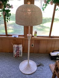 White Wicker Pole Lamp