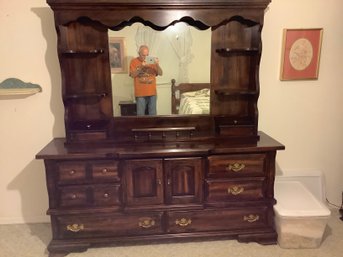 Wood Dresser And Mirror