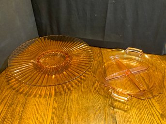 Pink Depression Glass-2 Pcs