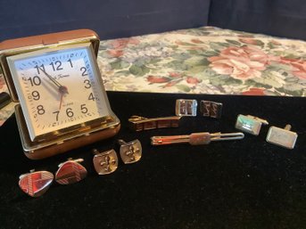 Seth Thomas Clock & Cuff Links & Tie Tacks